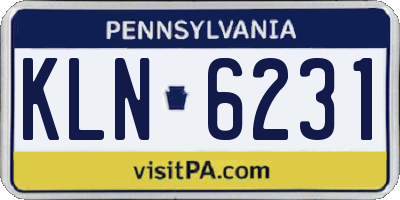 PA license plate KLN6231