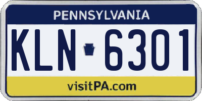 PA license plate KLN6301