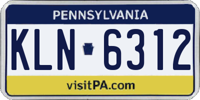 PA license plate KLN6312