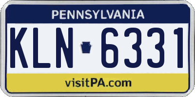 PA license plate KLN6331