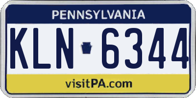 PA license plate KLN6344