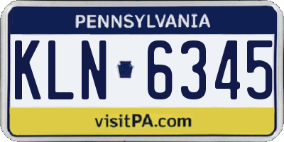 PA license plate KLN6345
