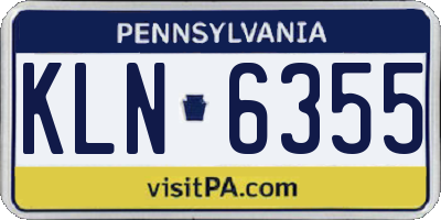 PA license plate KLN6355