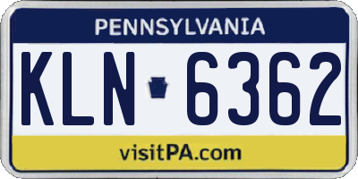 PA license plate KLN6362