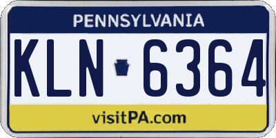 PA license plate KLN6364