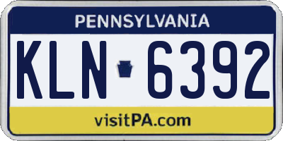 PA license plate KLN6392