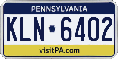 PA license plate KLN6402
