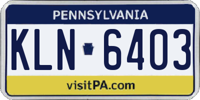 PA license plate KLN6403