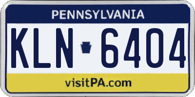 PA license plate KLN6404