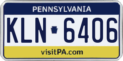 PA license plate KLN6406