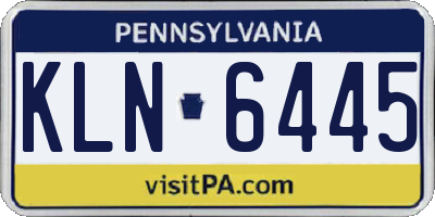 PA license plate KLN6445