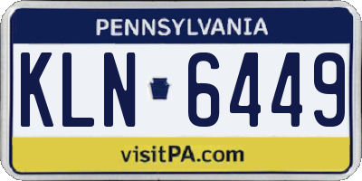 PA license plate KLN6449