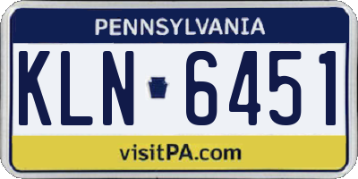 PA license plate KLN6451