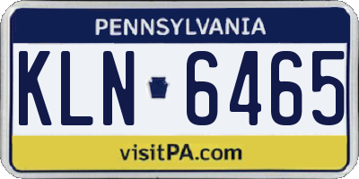 PA license plate KLN6465