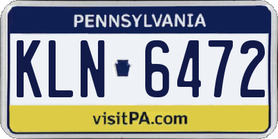 PA license plate KLN6472