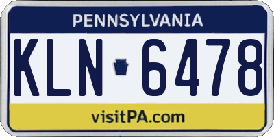 PA license plate KLN6478