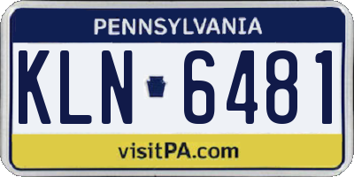 PA license plate KLN6481