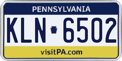 PA license plate KLN6502