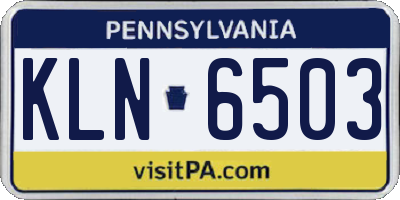 PA license plate KLN6503