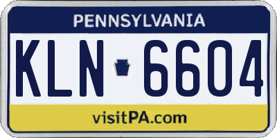 PA license plate KLN6604