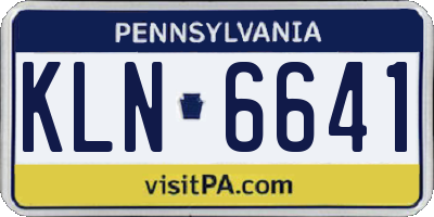 PA license plate KLN6641