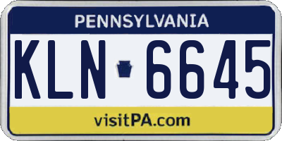PA license plate KLN6645