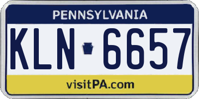PA license plate KLN6657