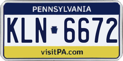 PA license plate KLN6672