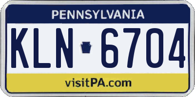 PA license plate KLN6704
