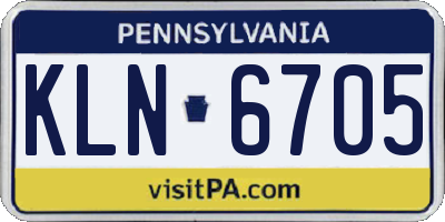 PA license plate KLN6705