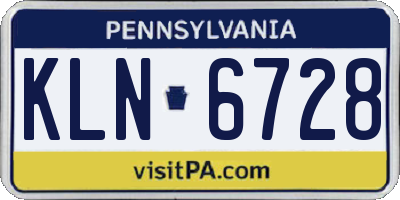 PA license plate KLN6728
