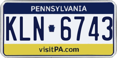 PA license plate KLN6743