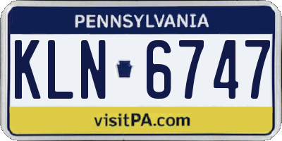 PA license plate KLN6747