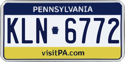 PA license plate KLN6772