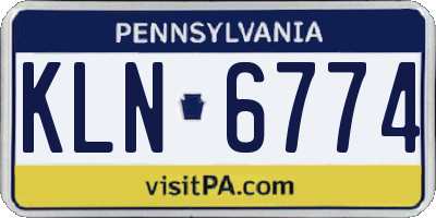 PA license plate KLN6774