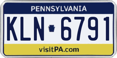 PA license plate KLN6791