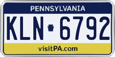 PA license plate KLN6792