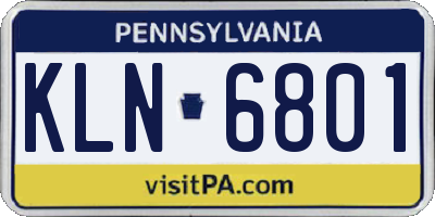 PA license plate KLN6801