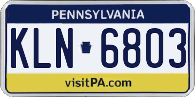 PA license plate KLN6803