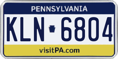 PA license plate KLN6804