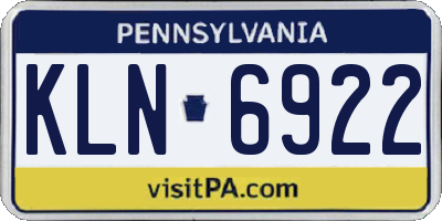 PA license plate KLN6922