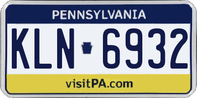 PA license plate KLN6932
