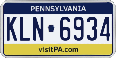 PA license plate KLN6934
