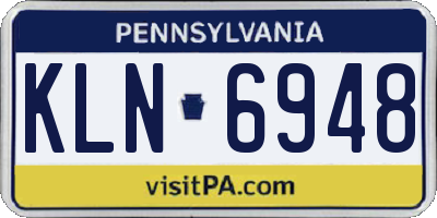 PA license plate KLN6948