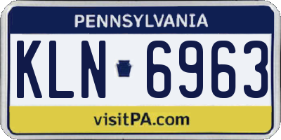 PA license plate KLN6963