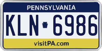 PA license plate KLN6986