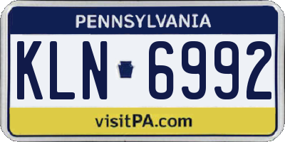 PA license plate KLN6992