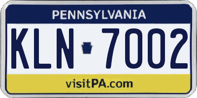 PA license plate KLN7002