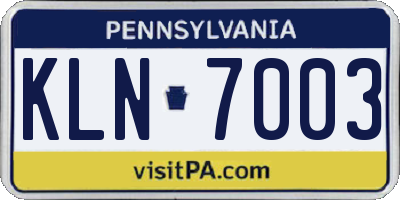 PA license plate KLN7003
