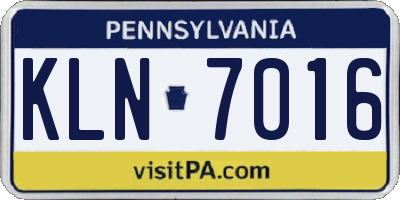PA license plate KLN7016